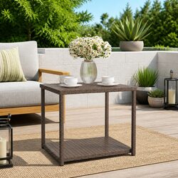 PE Rattan Side Table 55x45x49 cm, Brown