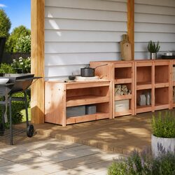 Outdoor Kitchen Cabinets 2 pcs Durable Solid Wood Storage