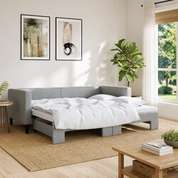 Daybed Frame with Trundle in Grey, 90x190 cm