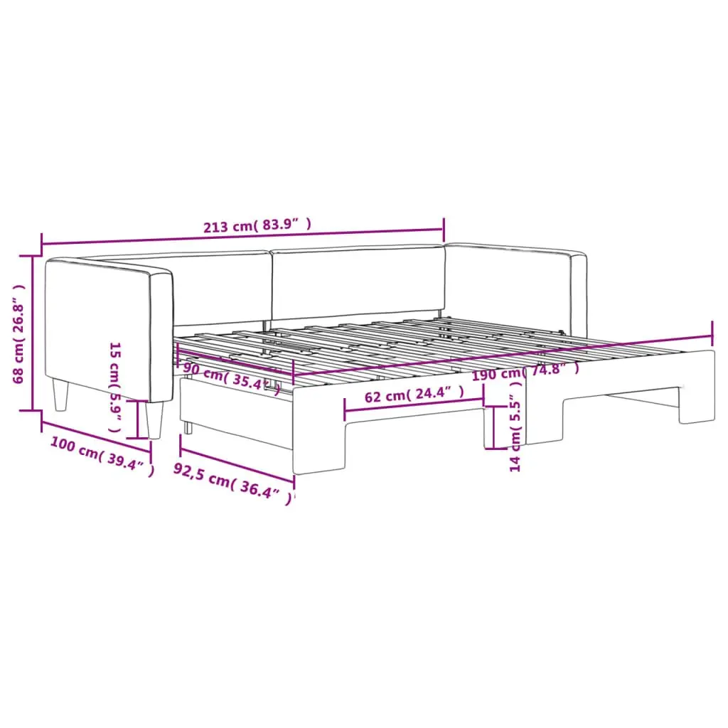 Daybed with Trundle Space Saving 90x190 cm Grey