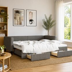 Modern Grey Daybed with Trundle: Stylish Finish
