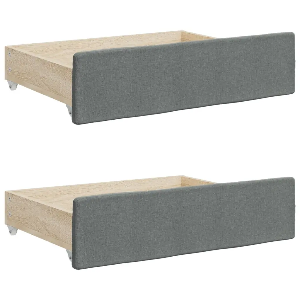 Daybed with Trundle and Storage Drawers Space-saving Grey 90x190cm