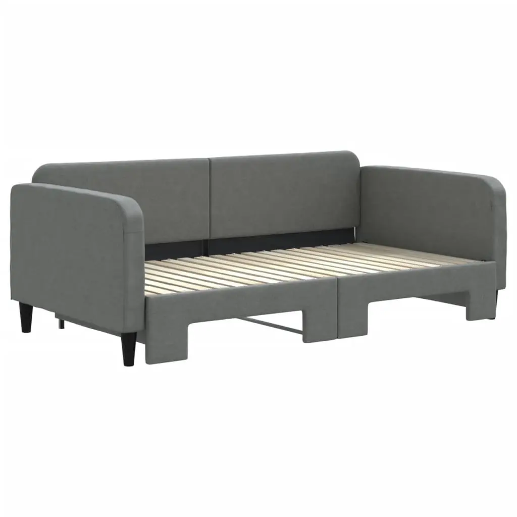 Daybed Frame Grey 90x190 cm Convertible Sofa with Trundle for Living Room and Guest Bedroom