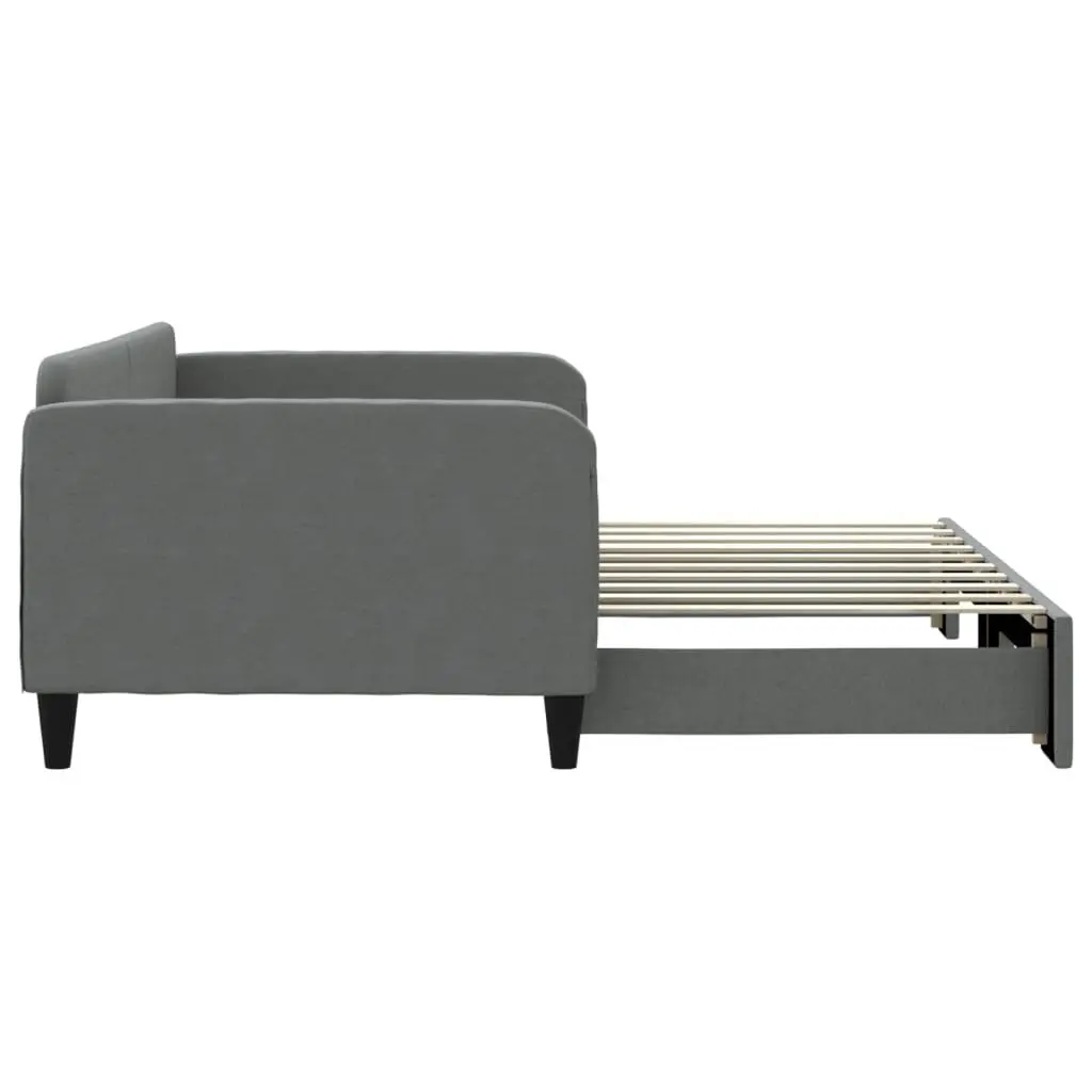 Daybed Frame Grey 90x190 cm Convertible Sofa with Trundle for Living Room and Guest Bedroom