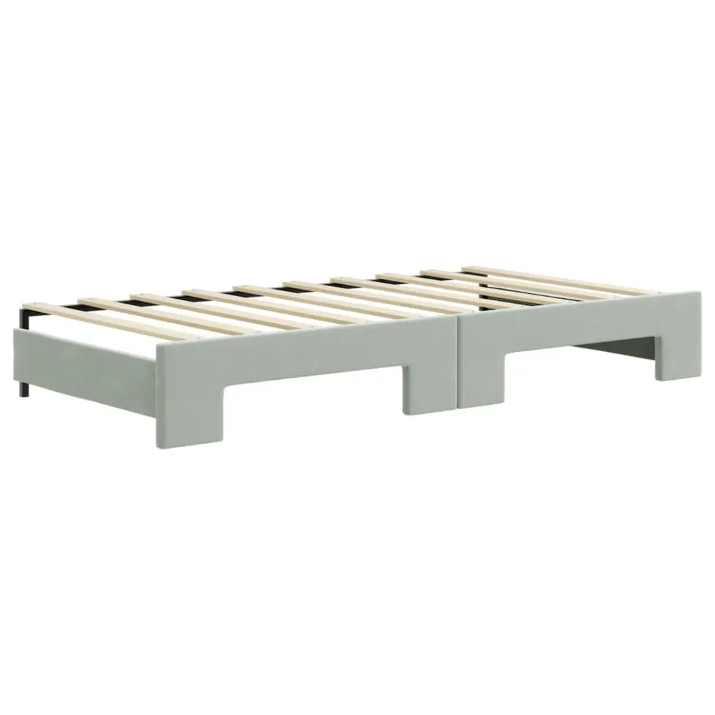 Daybed with Trundle and Storage Drawers Grey 90x190 cm