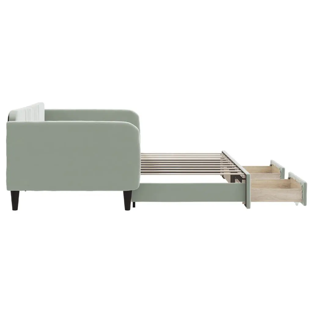 Daybed with Trundle and Storage Drawers Grey 90x190 cm