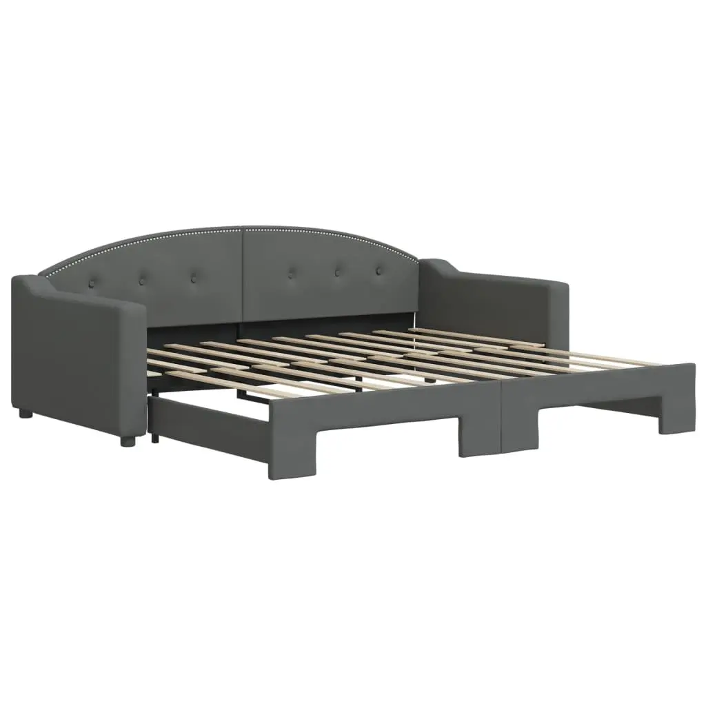 Convertible Sofa Bed Grey 90x190 cm Daybed with Trundle Space Saving Furniture