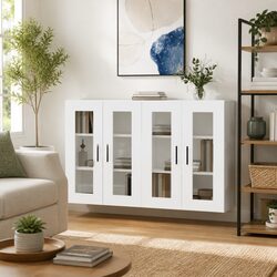 Wall Mounted Storage Cabinets - 2 Pieces in White