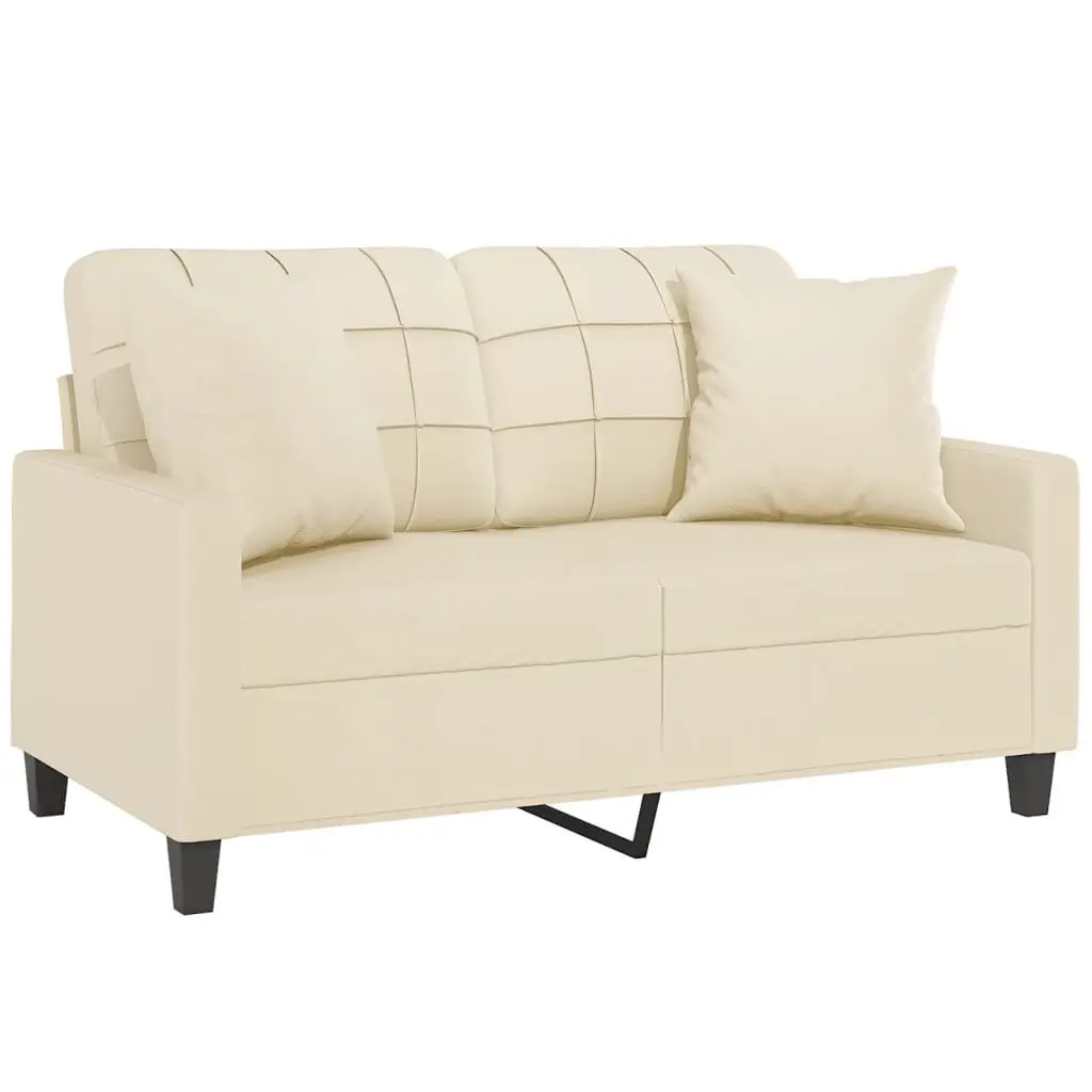 2-Seater Sofa Comfort Faux Leather 120cm Cream