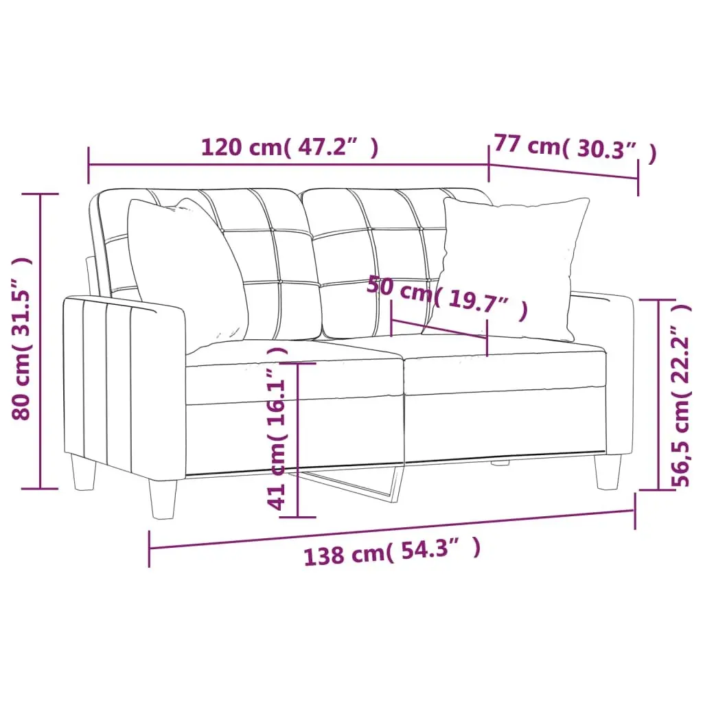 2-Seater Sofa Comfort Faux Leather 120cm Cream