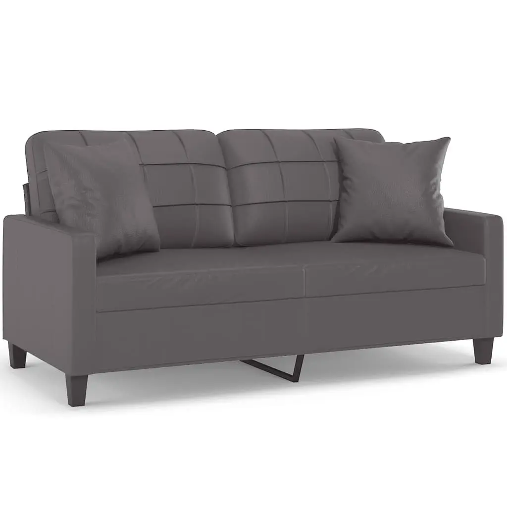2-Seater Sofa Comfort Faux Leather 140cm Grey