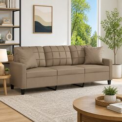 Durable 3-Seater Sofa: Easy Care Brown Faux Leather