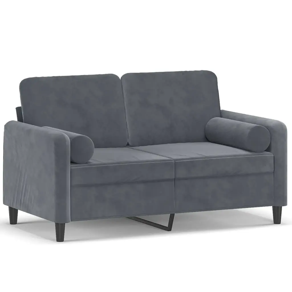 2-Seater Sofa Grey Velvet Modern Design Lounge Couch Living Room Furniture