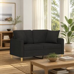 2-Seater Sofa Modern Fabric Lounge Black 120cm