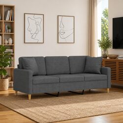 3-Seater Dark Grey Sofa with Durable Fabric Construction