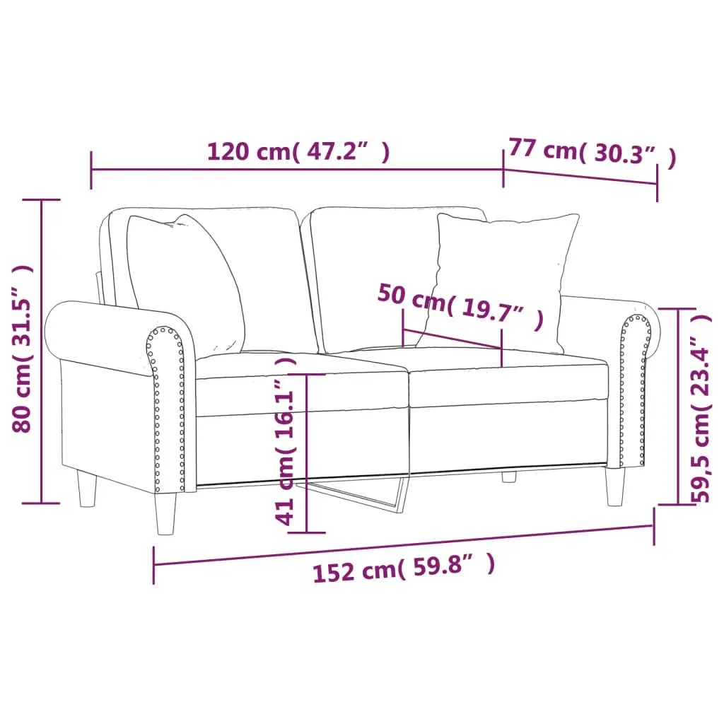 2-Seater Sofa Soft Velvet Comfort 120cm Grey