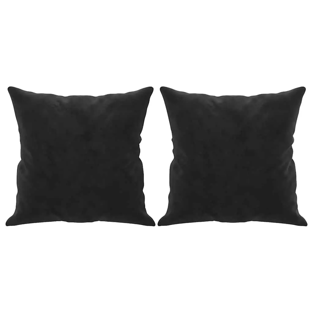 2-Seater Sofa Black Velvet 120cm Modern Lounge Couch with Throw Pillows
