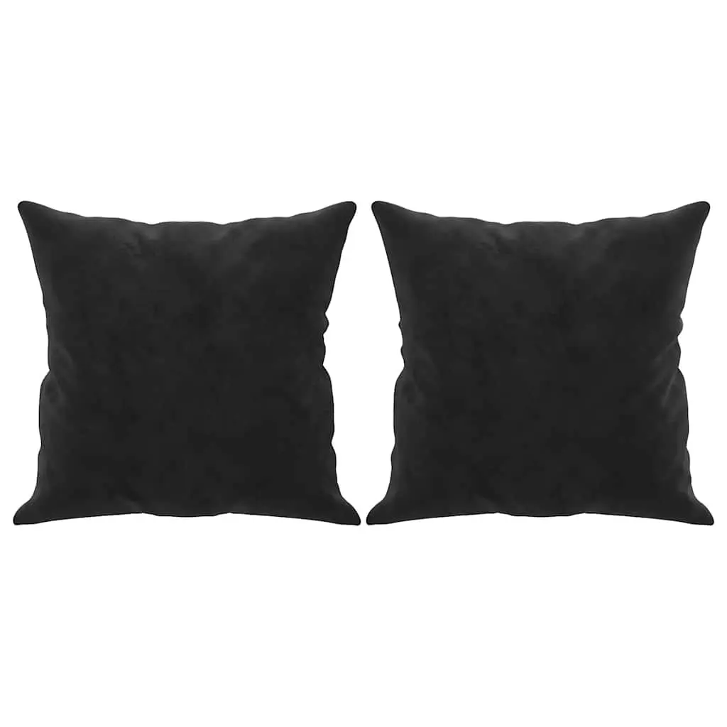 3-Seater Sofa Black 180cm Modern Lounge Velvet Couch with Throw Pillows
