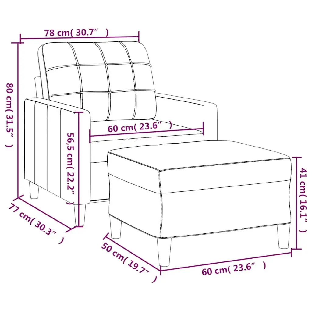 Black Fabric Sofa Chair with Footstool Armchair Lounge Seat Living Room