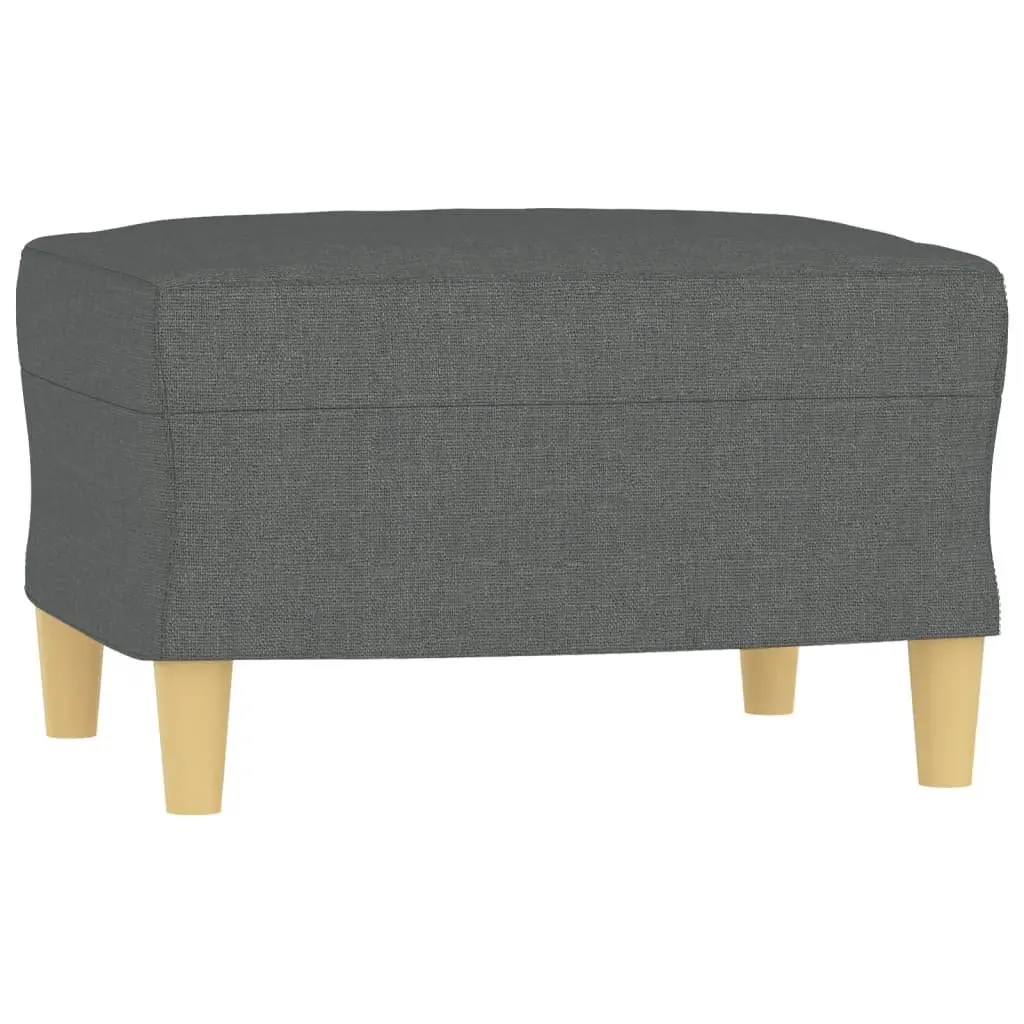 3-Seater Sofa with Footstool Grey 180cm Living Room Fabric Lounge Seat