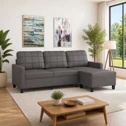 3-Seater Sofa with Footstool Grey 180cm Dimensions
