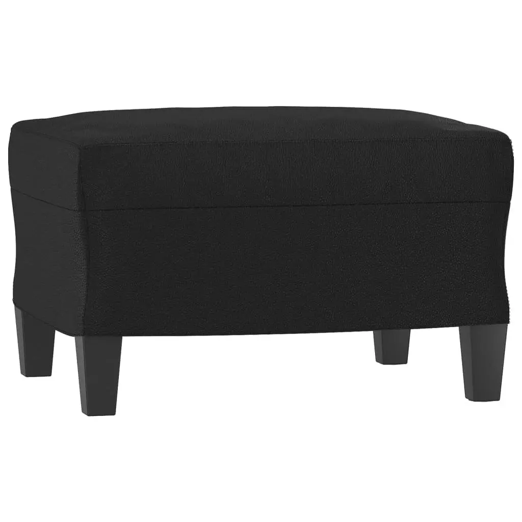 Sofa Chair with Footstool Black Faux Leather Lounge Seat Armchair Relaxing