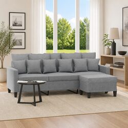 Grey 3-Seater Sofa with Footstool, 180cm Dimensions