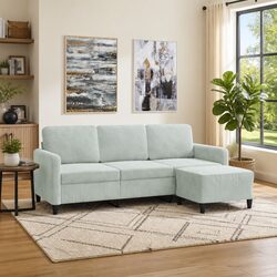3-Seater Sofa and Footstool in Grey Velvet