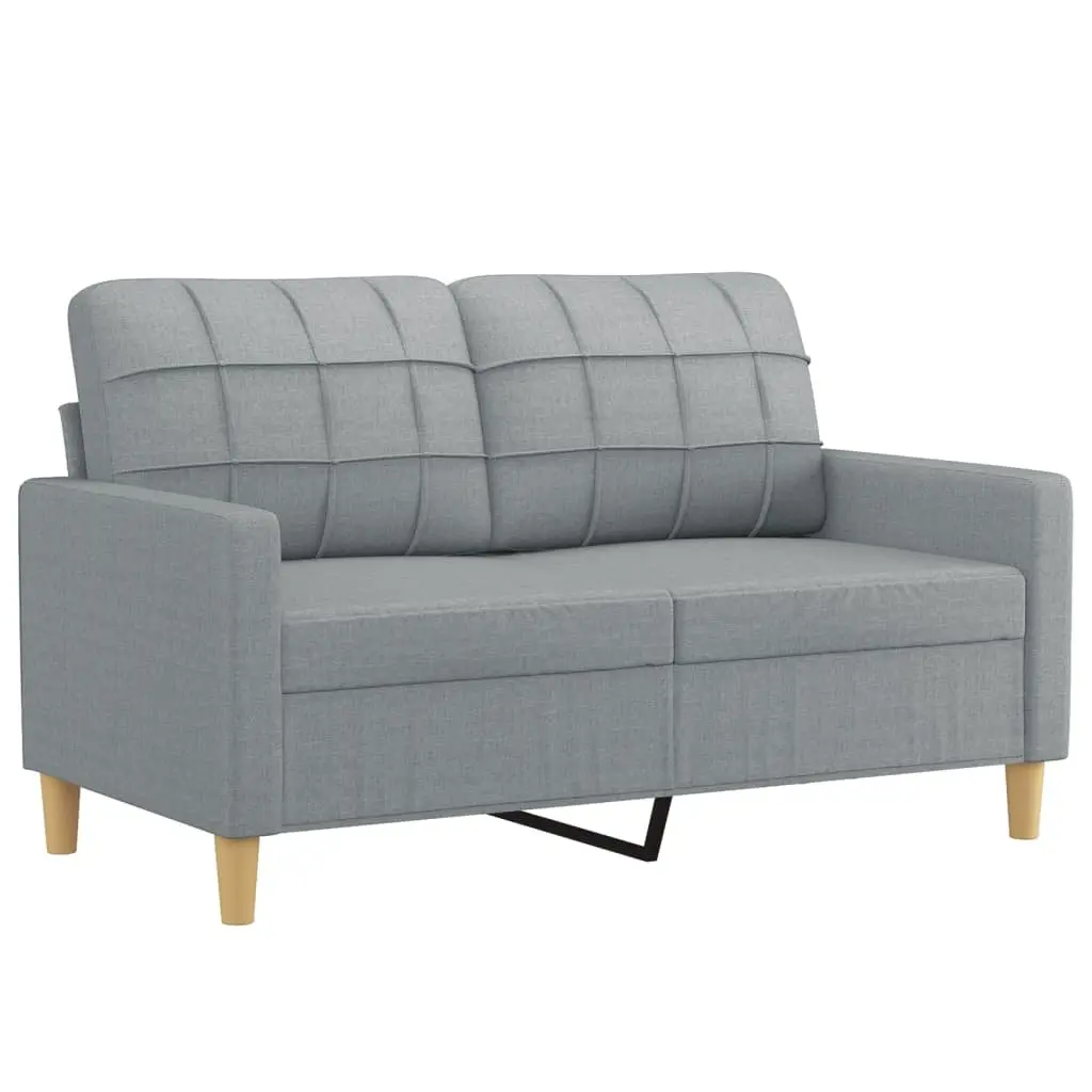 4 Piece Sofa Set with Cushions Grey Fabric Lounge Suite Footstool Living Room