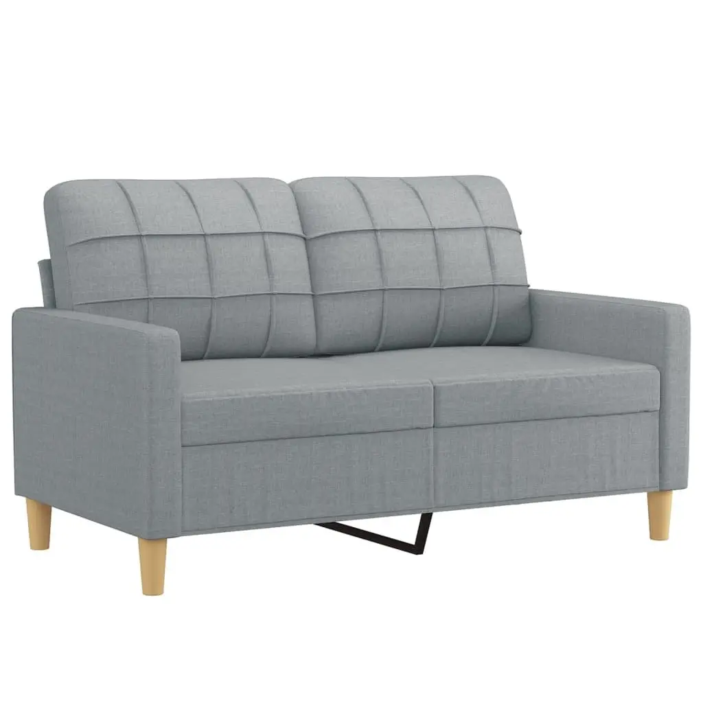 3 Piece Sofa Set with Footstool Grey Fabric Couch Living Room Furniture Cushions