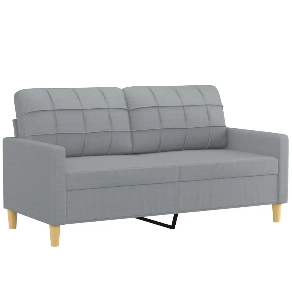 2 Piece Sofa Set Grey Fabric Lounge Suite with Pillows Living Room Furniture