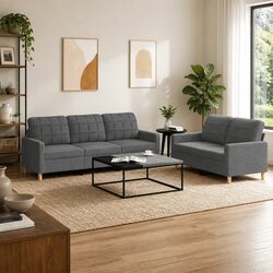 Two-Piece Sofa Set with Durable Fabric and Metal Frame