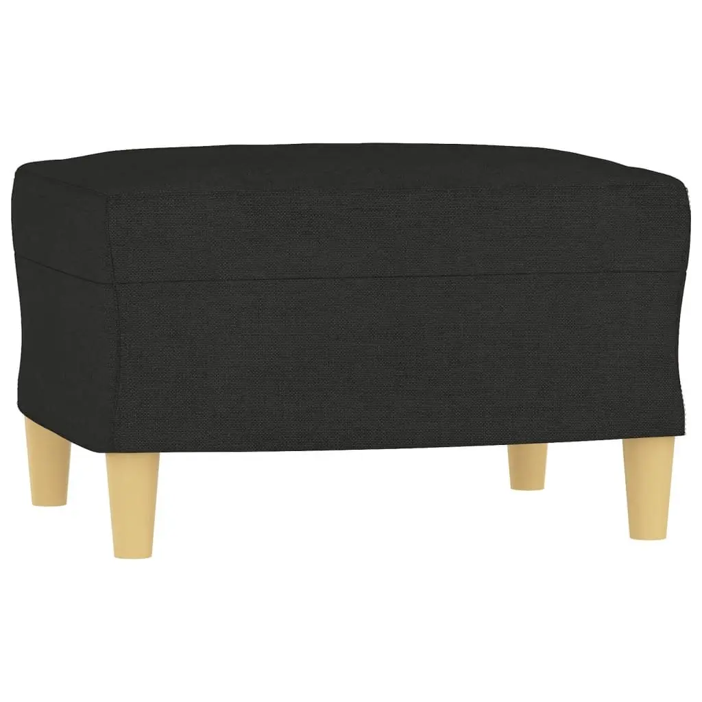 3 Piece Sofa Set with Cushions Black Fabric Lounge Suite Footstool Living Room