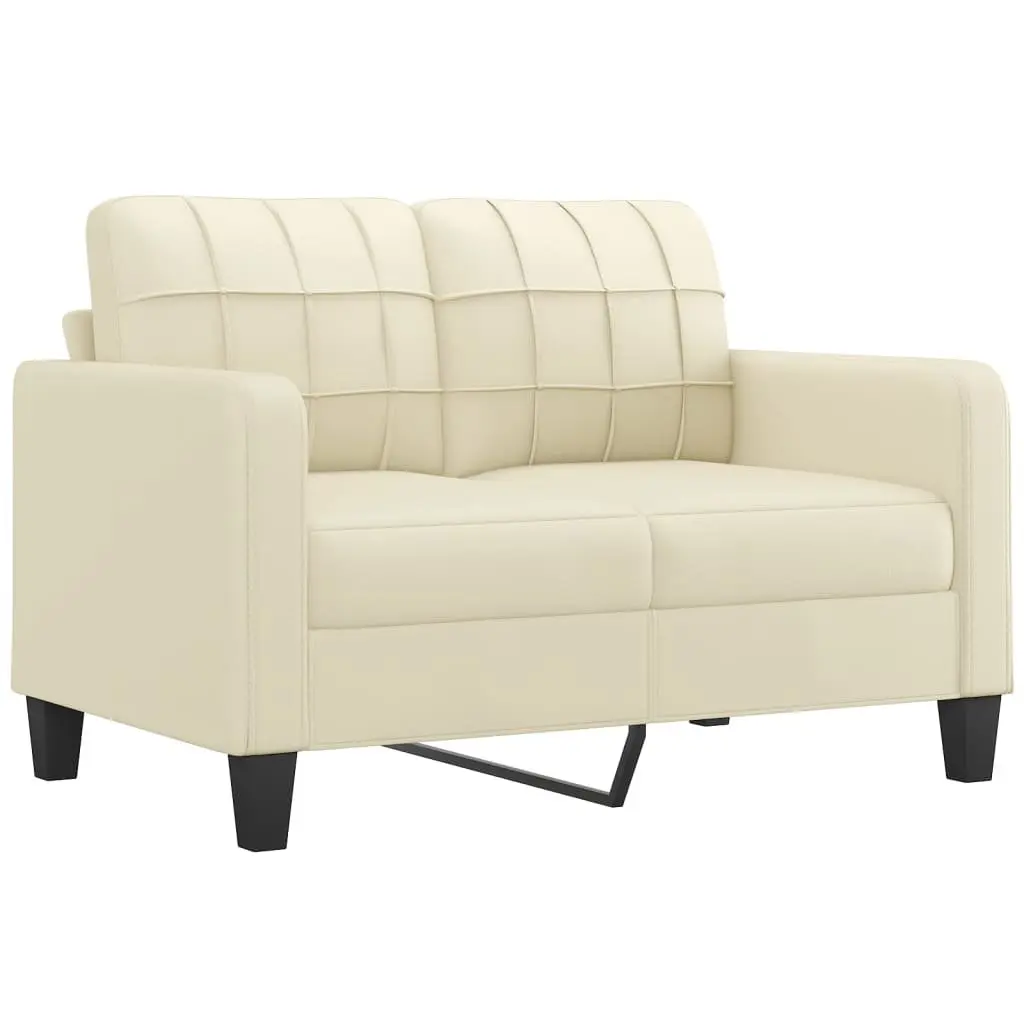 3 Piece Sofa Set Living Room Furniture Cream Faux Leather Couch Cushions Modern