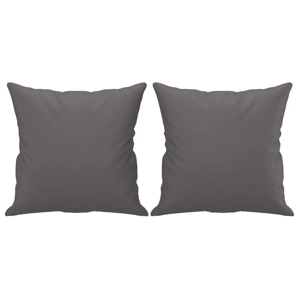 3 Piece Sofa Set Grey Faux Leather Couch with Throw Pillows Living Room