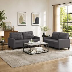 2-Piece Sofa Set in Grey Faux Leather: Durable and Modern