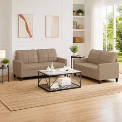 Durable 2-Piece Faux Leather Sofa Set for Living Rooms