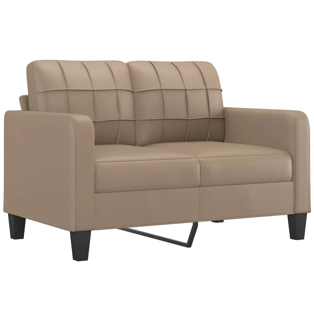 2 Piece Sofa Set Brown Faux Leather Lounge Couch with Throw Pillows