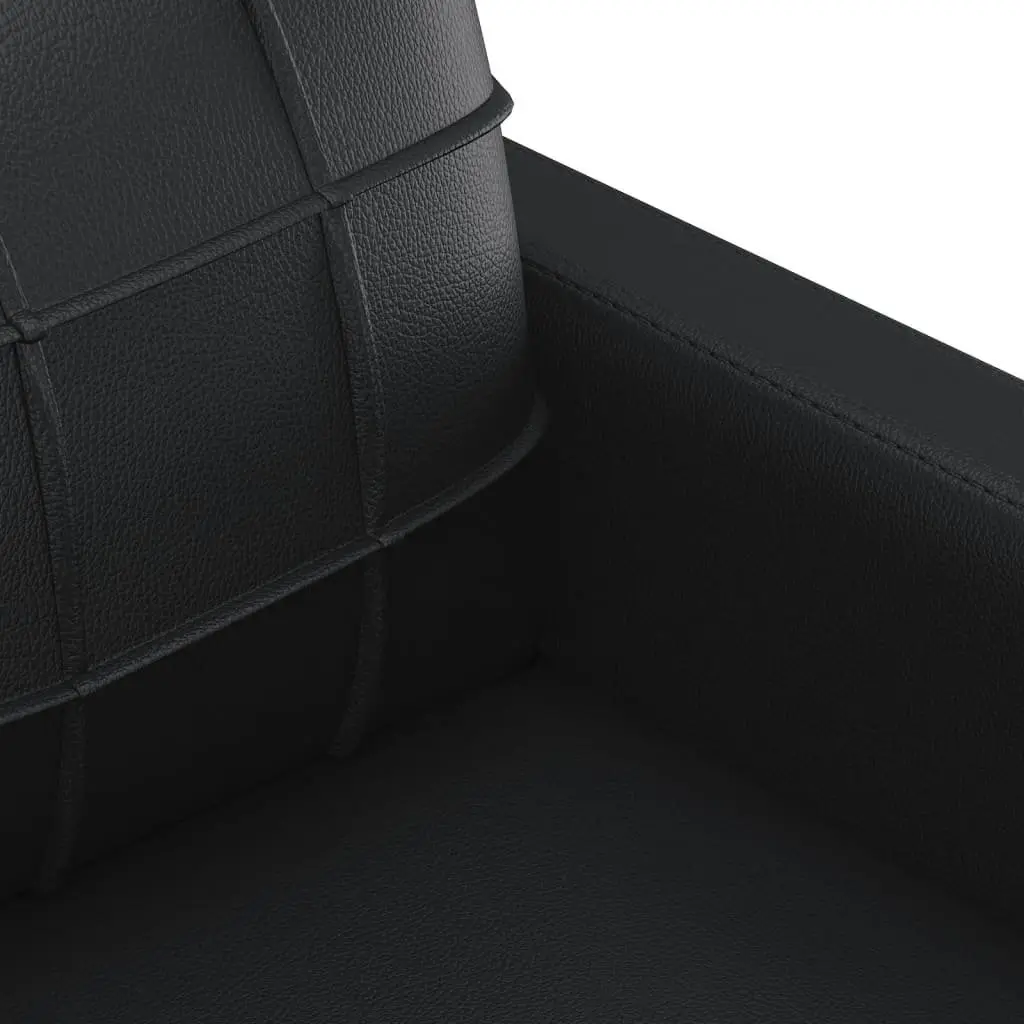 3 Piece Sofa Set Faux Leather Couch with Throw Pillows Footstool Black