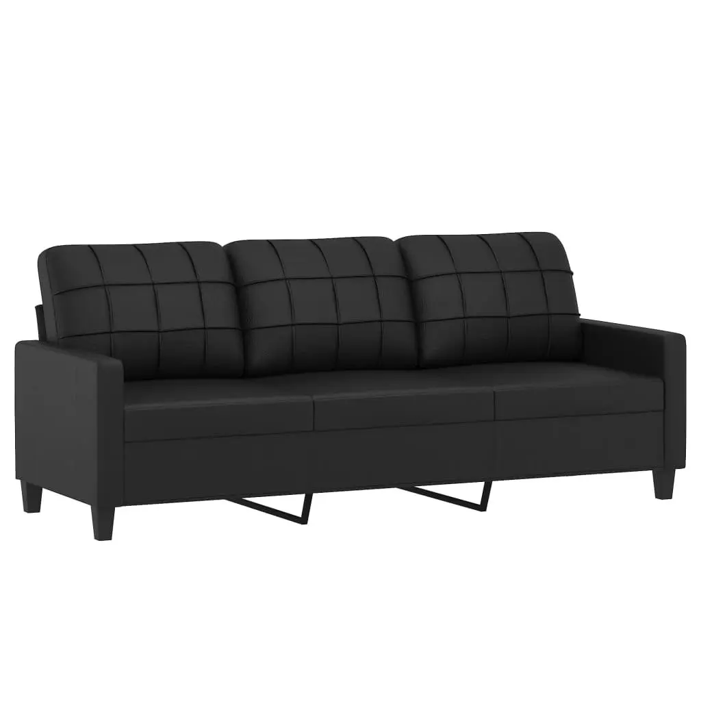 Sofa Set Comfort Black Faux Leather 2 Piece