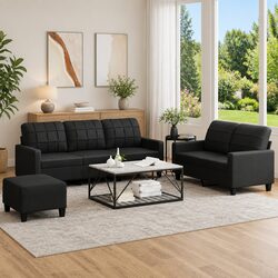 Contemporary 3-Piece Sofa Set with Footstool for Modern Homes