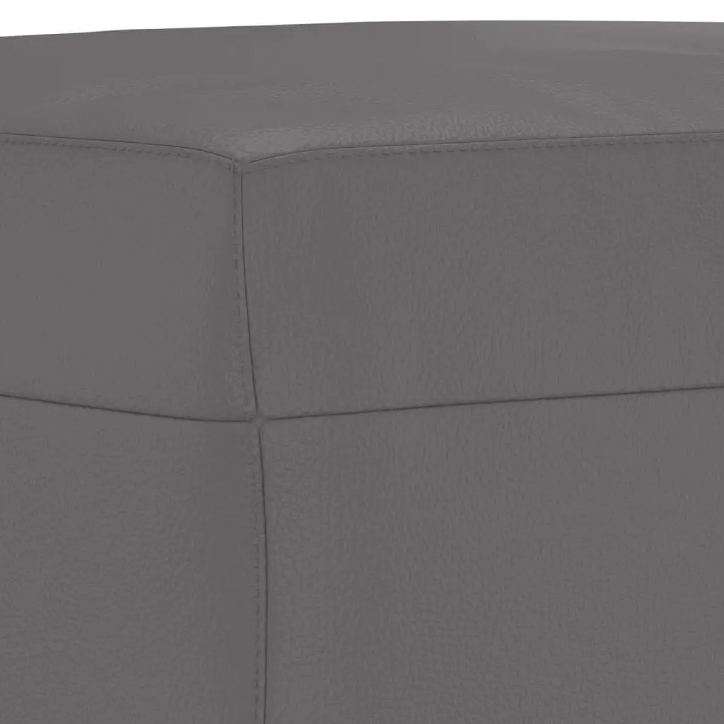 3 Piece Sofa Set Grey Faux Leather Couch with Pillows and Footstool Living Room