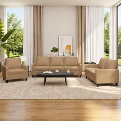 3 Piece Sectional Couch with Faux Leather Upholstery