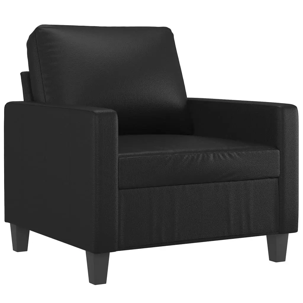 4 Piece Sofa Set Faux Leather Comfort Black