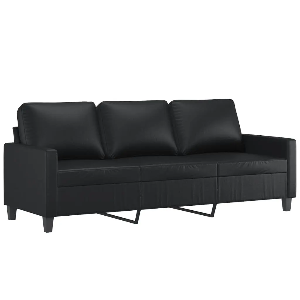 4 Piece Sofa Set Faux Leather Comfort Black