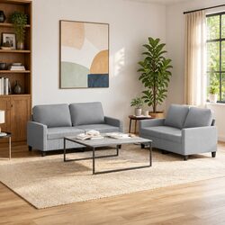 Modern Grey Fabric Sofa Set with Cushions for Living Areas