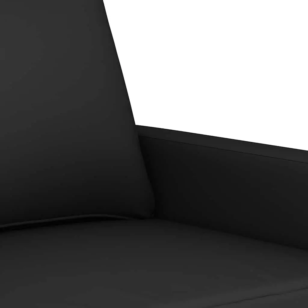 3 Piece Sofa Set with Footstool Black Velvet Living Room Furniture Seating
