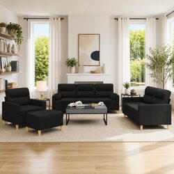 Durable 4 Piece Sofa Set with Footstool and Roll Pillows