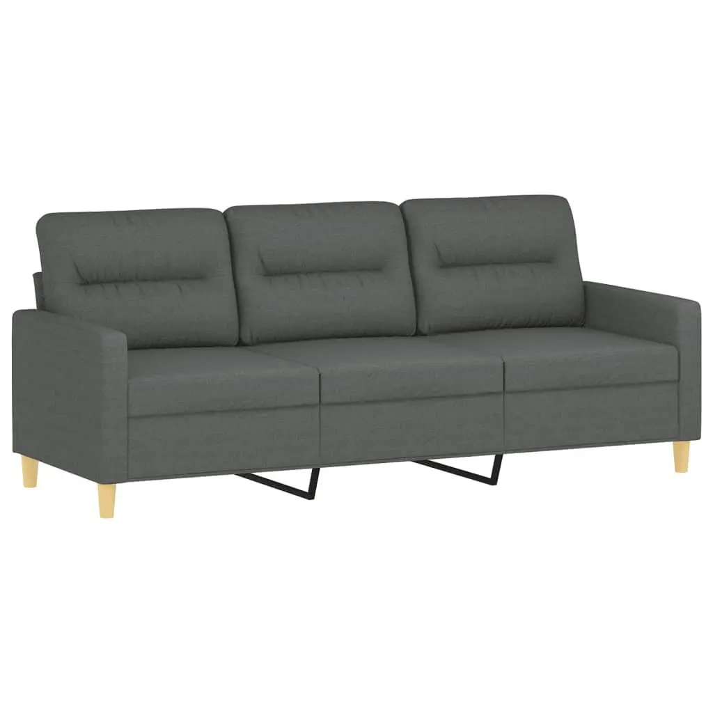 3 Piece Sofa Set with Footstool Grey Fabric Lounge Suite Living Room Furniture