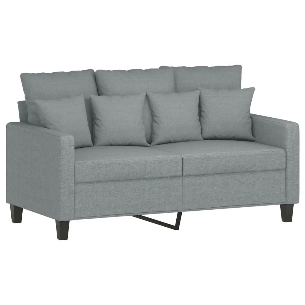 3 Piece Sofa Set Grey Fabric Lounge Suite with Throw Pillows Living Room Couch
